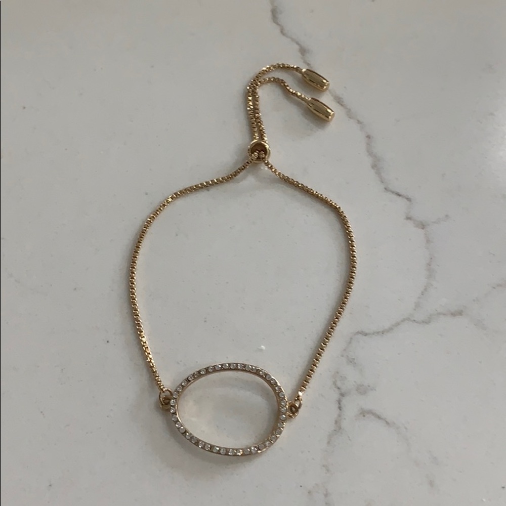 EUC Rhinestone and gold tone adjustable bracelet